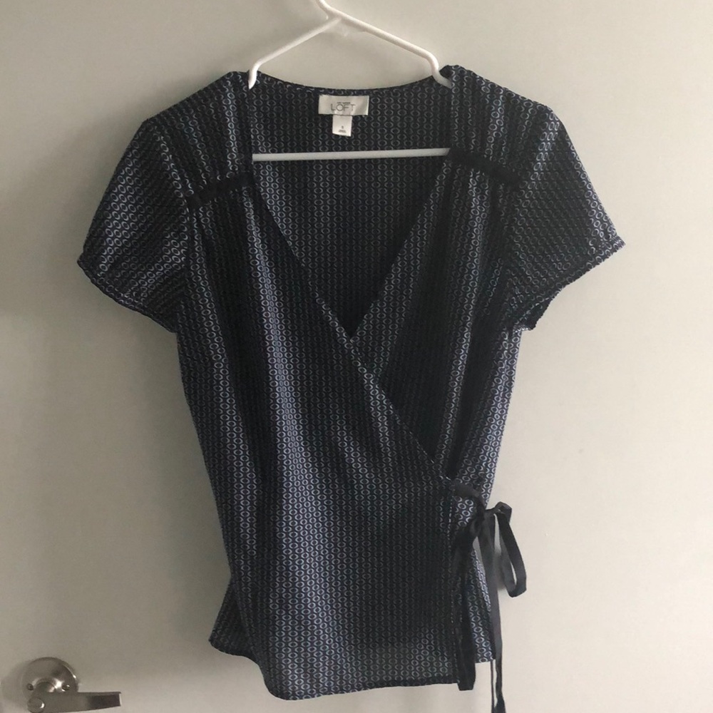 Ann Taylor Loft, blouse, 8, black & blue